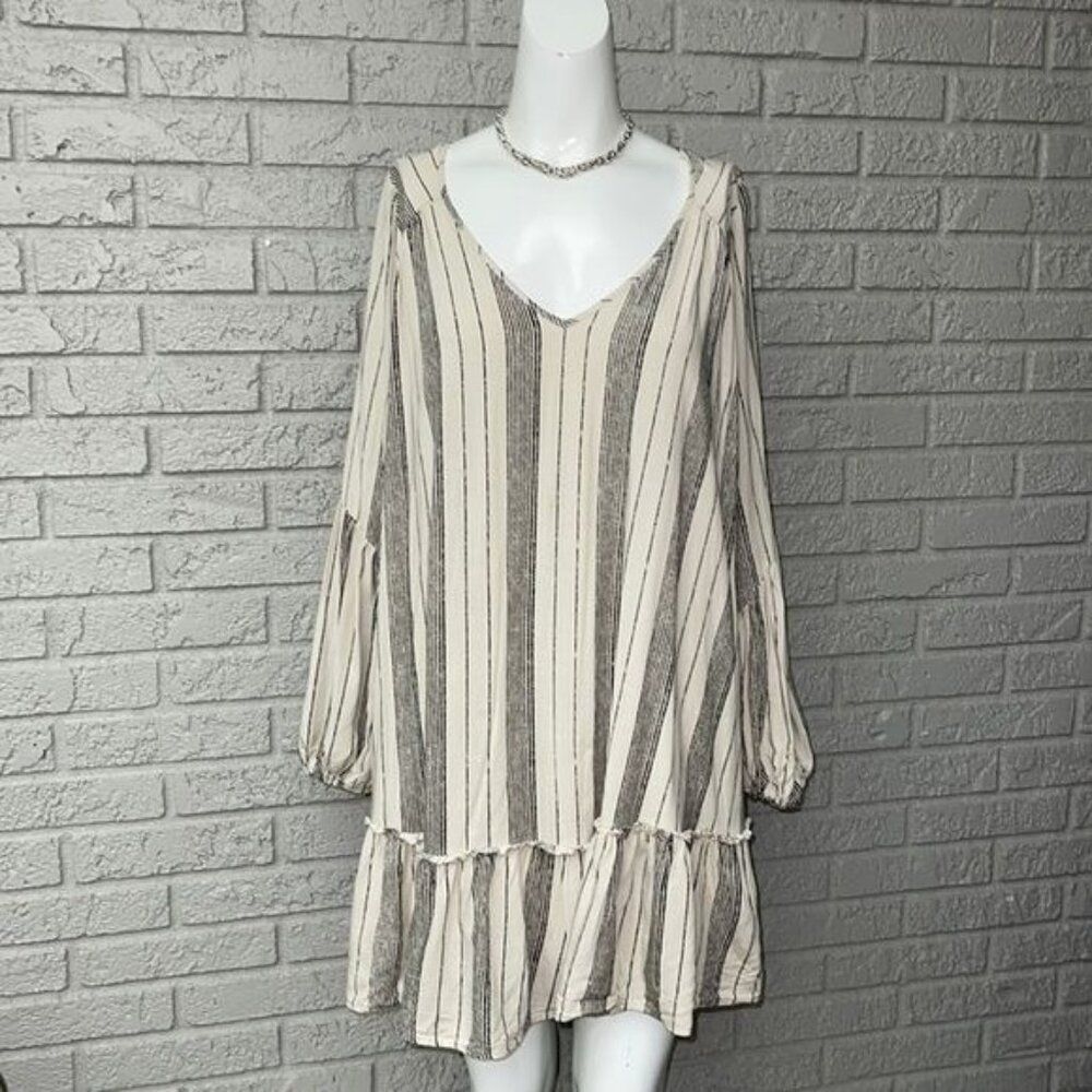 Altard State Women Striped Long Sleeve  Cut-Out On Back Shift Dress Size  S